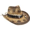 BeVistoso Cappello da Cowboy in Paglia a Tesa Larga Cappello da Sole da Spiaggia in Paglia Western Traspirante Western Jazz per Uomo Donna, Taglia Unica