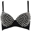 NIDONE Reggiseno a Spillo, Reggiseno Punk Punk Danza Performance in Argento Rivetti Metallici Metallizzati aumentati con Cinturino Regolabile, per Club Party, drance Wear, Carnevale