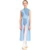 Yhong Vestito Danza Lirica Classica Bambina Tutu Balletto in Pizzo Floreale Abito Danza Competizioni E Spettacoli Azzurro Chiaro 11-12 Anni