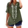 Generico Camicia Lino Donna Manica Lunga Elegante, Camicetta con Scollo a V Lunga Bluse e Camicie Tinta Unita Oversize Blouses Ricamo Tinta Unita Tops Trasparente alla Moda per L'Estate, Vacanza #0309Y