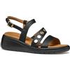 Geox D MELICONIA F - Sandalo con Zeppa Donna, Black,