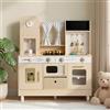 VEVOR Cucina Giocattolo per Bambini in Legno, con Luci e Suoni Realistici, Accessori Cibo e Pentole, Macchina per Ghiaccio, Microonde e Forno con Manopole, Gioco di Ruolo, per Bambini da 3 a 8 Anni