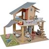 Eichhorn - Casa delle Bambole con Accessori - con mobili e 3 Personaggi, Non assemblato, in Legno, 25 Pezzi, 53 x 36 x 44 cm, a Partire da Tre Anni