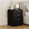 Vida Designs Trega - Comodino a 3 cassetti, compatto, salvaspazio, 50 x 39 x 28 cm (altezza x larghezza x profondità), in legno ingegnerizzato, cassetti scorrevoli, maniglie moderne color argento