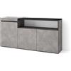 Skraut Home | Credenza, Mobile, Cucina | Madia, mobile ingresso | 150x75x35cm | 3 Porte | grande stoccaggio | Stile moderno | Cemento