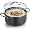 VEVOR Pentola per Zuppa Coperchio in Vetro, Pentola per Zuppa da 7,6 Litri in Lega di Alluminio con Rivestimento Antiaderente senza PFOA PFAS Compatibile con Fornelli a Gas, Zuppa Piatti Stufati