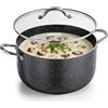 VEVOR Pentola per Zuppa Coperchio in Vetro, Pentola per Zuppe da 11,4 Litri in Lega di Alluminio con Rivestimento Ceramica senza PFOA PFAS Compatibile con Fornelli a Gas per Piatti Stufati Pasta