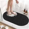HITSLAM Tappeto Doccia Ovale Antiscivolo Antimuffa - Tappetino per Interno Doccia, Morbido Tappeto in PVC Stile Luffa con Effetto Massaggio Piedi, Asciugatura Rapida Lavabile, 69x40cm, Bianco