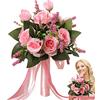 Firulab Bouquet da Sposa per Matrimoni - Fiori di Seta Bianchi in Stile Occidentale Creativo | Bouquet da Sposa con Fiori di Seta per Feste in Ufficio a casa, Decorazioni per Hotel, centrotavola
