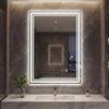 COSTWAY Specchio Quadrato LED 70 x 50 cm, Specchio Retroilluminato Bagno da Parete con Luminosità Regolabile, Vetro Temperato con Funzione Memoria e Anti-Appannamento