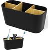 ZephyrCraft Portaspazzolino con divisori in bambù, 5 scomparti, organizer da bagno, organizer da bagno per spazzolino elettrico, porta spazzolini da denti, porta spazzolini da bagno (nero)