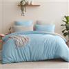 Aisbo Bettbezug 240x260 Wendebettbezug mit 2 Kissenbezügen 65x65 cm (Hellblau/Beige)