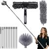 Thryvix 4 Pezzi Spolverino Telescopico, Kit di Pulizia in Microfibra con Asta Allungabile, Togli Ragnatele e Spazzola per Vetri, Ventilatori, Tapparelle e Finestre
