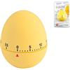 HOMe Timer da Cucina Meccanico a Forma di Uovo, Giallo, Regolabile da 0 a 60 Minuti, Timer Manuale Senza Batterie