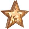 HI Stella di Natale a LED, illuminazione per finestra, stella di legno con 10 LED a luce bianca calda