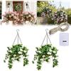 Generic Set di 2 cestini artificiali da appendere in finto crêpe e mirto, 38,1 cm, per esterni, realistici, vivaci, per patio, veranda, giardino, interni ed esterni, nessuna manutenzione (bianco)