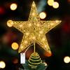 FFTANXS Puntale Albero di Natale con luci a LED, 20 * 25 * 5.5cm Stella Albero di Natale,Per La Casa Decorazioni Dell'albero Festività,Colore: Oro