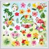 GUIZIYAO 9 Fogli Estate Adesivi Per Finestra, 72 Design Adesivi Hawaiano, Riutilizzabili Vetrofanie Estive Per Camerette Dei Bambini, Include Foglie Di Palma, Fiori Di Ibisco, Fenicotteri