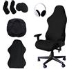 Luckwaii Coprisedia da gioco, 6 pezzi, colore nero, con braccioli, estensibile, rimovibile, lavabile