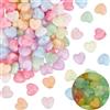 PONABEADIY 1 scatola Da 150 pezzi di Perline Luminose A Forma di Cuore con Glitter di Sanvalentinos con Fori, Fosforescenti, In Acrilico Trasparente, Distanziali In Plastica di Colore Misto, Sfusi, pe
