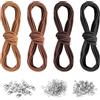 WEFINEST 4 Pezzi Faux Suede Cord, 5 m X 3 mm Cordino In Suede, Cordino Finta Pelle con Anelli di Giunzione, Pinze Aragosta e Terminali a Morsetto, Cordini Per Collana per Realizzare Bracciali, Collane