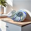 QFkris Vetro Nautilus Conch, Conchiglia soffiato a mano Seashell Art Glass Figurine scultura in vetro blu Bella decorazione per la casa, cristallo fermacarte