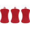SagaSave 3 spugne in silicone resistente, riutilizzabili, antigraffio, per la pulizia di pentole, padelle e piatti, colore: rosso