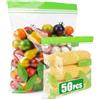 Acual 50 sacchetti per congelatore riutilizzabili, sacchetti in silicone per alimenti, senza BPA, per campeggio, panini, cucina, zuppe, verdure, cibo
