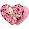 HAUZMLL Scatola regalo con rose eterne a forma di cuore, set regalo con orso e rose, 10 bouquet di rose rosa, regalo decorativo romantico per adolescenti e coppie