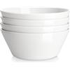 MALACASA Serie REGULAR, Set di 4 Grande Ciotola Scodella Ceramica da 1700 ml, Insalatiera Ceramica per ramen, cereali, insalata, frutta, lavabili in lavastoviglie e adatte al microonde, Bianco