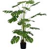 HOMCOM Pianta Artificiale Monstera Alta 180cm, Pianta Finta da Decorazione per Interno ed Esterno con Vaso Incluso