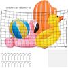 Generic Rete per giocattoli da piscina extra large - Rete gonfiabile per giocattoli da piscina da appendere in rete elastica resistente con 20 ganci, 20 nastri