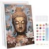 TLIOBLO Buddha Dipingi con i Numeri con Cornice per Adulti, Statuto di Buddha Pittura a Tela Fai-da-Te per Bambini con Pennelli Pittura a Pigmento, Decora la casa Regalo 20x30cm