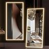 NEUWEABY Specchio a figura intera con luci,165x60 cm Specchio da terra illuminato, Specchio LED da parete Dimmerabile e illuminazione a 3 colori per camera da letto, bianco