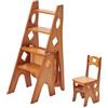 LZLUCKCOME Scala pieghevole per biblioteca in legno massello, sedia a 4 livelli, scaletta a pioli a 4 livelli, per biblioteca, ufficio e casa