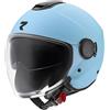 Rakers Casco Moto Jet Metro Celeste Opaco con Visierino Solare - Omologazione ECE 22.06, Calotta in Policarbonato, Ventilazione Doppia, Interni Lavabili (M)
