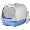 Fzaqwen Lettiera per Gatti con Coperchio, Lettiera per Gatti Grande, Toilette Chiusa per Gattini con Paletta, Design Anti-schizzi Portatile, Adatta per Uso Do, Blu