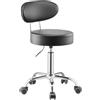 VEVOR Sgabello da Officina Imbottito Girevole a 360° con Schienale, Sgabello da Lavoro con Ruote, Carico 136 kg Sedile con Rotelle Regolabile, per Garage, Officina e Riparazione Auto, Nero