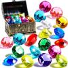 Tomatoys Set Gemme da Immersione con Forziere del Tesoro Pirata 16 Diamanti Colorati Giocattolo Piscina Bambini Allenamento Nuoto Anelli Tuffi Giochi Acquatici Estate