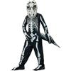 SMIFFYS Costume deluxe scheletro tirannosauro, Nero, con tuta, coda e maschera con occhi lenticolari 3D Halloween