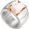 PAMTIER Anello con Gemma Multicolore Largo 10mm per Donne Anello a Fascia in Acciaio Inossidabile con Pietra Esagerata Champagne Placcato Argento Misura 22
