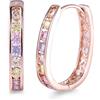 GULICX- Orecchini a cerchio placcati in oro rosa/bianco con zirconia cubica, per donne e ragazze. e Ottone, colore: Cz colorato, cod. E307c