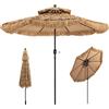 KOMFOTTEU Ombrellone Spiaggia in Paglia Tropicale, Parasole Pieghevole, 270 cm, con Doppio Tetto, Ombrellone per Giardino, Balcone, Spiaggia senza Base, Giallo -Marrone