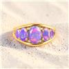 FemousGems Anello Di Fidanzamento In Oro Giallo 14K Con Opale Naturale Lavanda Split Band