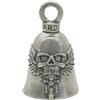 Guardian Bell Campanella portafortuna con portachiavi e sacchetto in velluto nero, motivo Ghost rider, per moto, in peltro, senza piombo, realizzata in USA