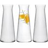 KONZEPT caraffe vetro 3 x 1 litro - set resistente con superficie scanalata, senza BPA, lavabili in lavastoviglie, eleganti e stabili