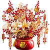 FewNvWa Bonsai Artificiale Pianta Fioriera Ornamento Secchio Ramo Bacche Funzione Decorativa Adatto per Hotel Caffetteria Spring Festival, Rosso