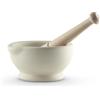 Milton Brook MB947004 Aggiungi più sapore ai pasti con questo mortaio e pestello non smaltato, ideale per macinare senza problemi, manico in legno di faggio, porcellana vetrificata, bianco