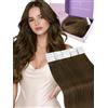 Fshine Extension Capelli Veri Biadesivo 30g 30cm Castano, Capelli Lisci | Exstescion Capelli Veri Biadesivo, Applicazione Assistita in Salone, Effetto Naturale, Aggiunge Pienezza, Per Chi Inizia