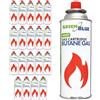 Green Blue GB227 Cartuccia a gas da 227 g (386 ml) butano, con filettatura EN417 e valvola automatica riutilizzabile per fornelli da campeggio | Intervallo di temperatura: da -10 °C a +40 °C (1